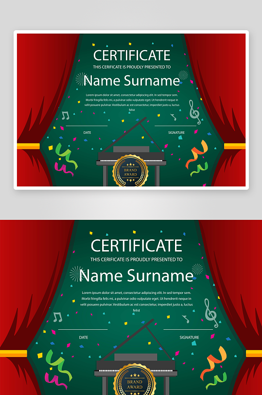 创意矢量幼儿园证书模板-众图网