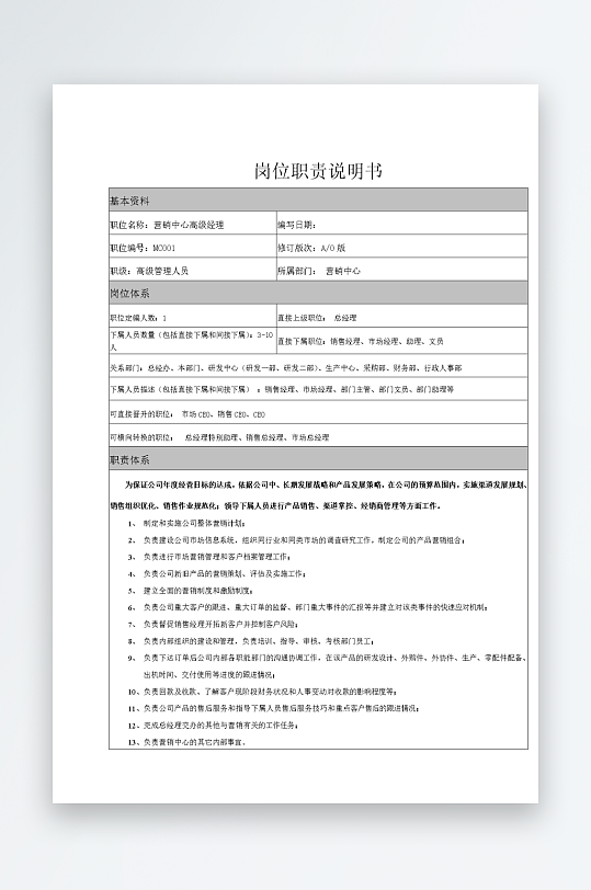 公司员工岗位职责模板-众图网