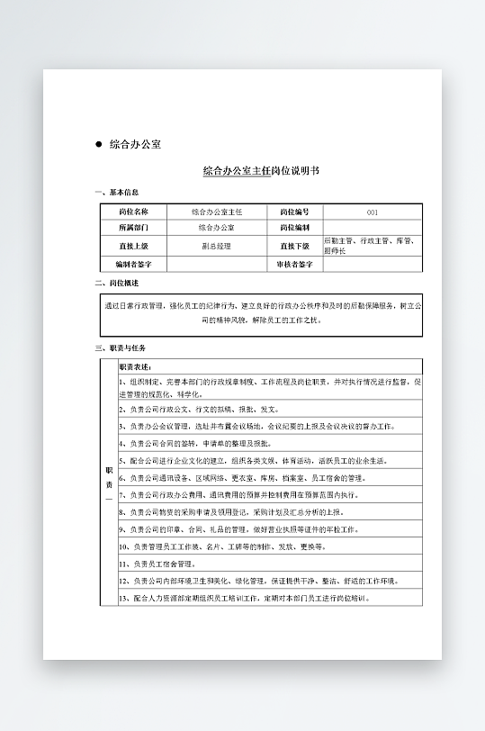 公司员工岗位职责模板-众图网