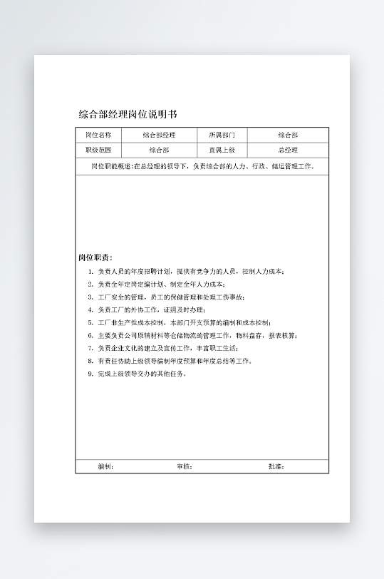 公司员工岗位职责模板-众图网