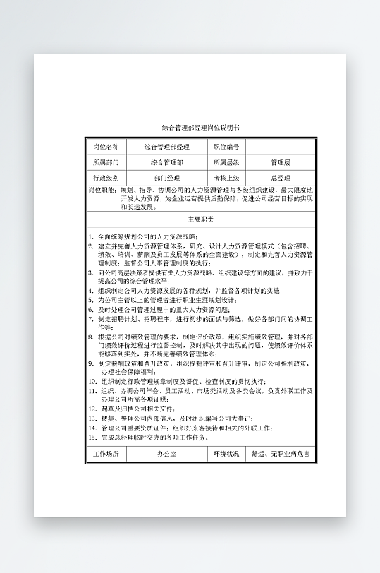 公司员工岗位职责模板-众图网