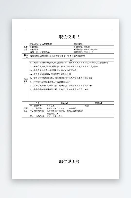 公司员工岗位职责模板-众图网