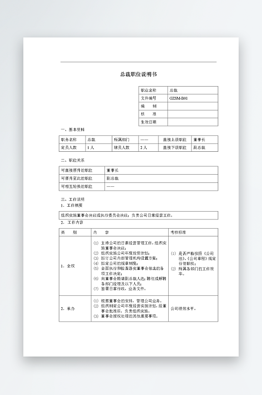 公司员工岗位职责模板-众图网