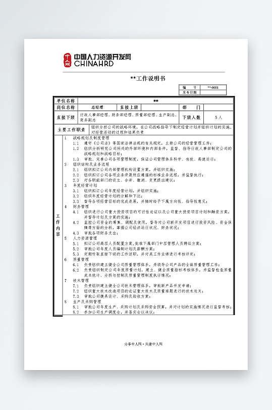 公司员工岗位职责模板-众图网