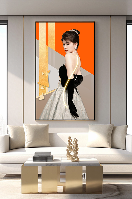 美女几何轻奢装饰画-众图网