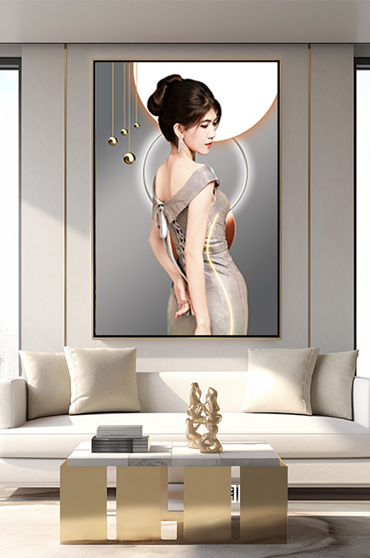 美女几何轻奢分层装饰画-众图网