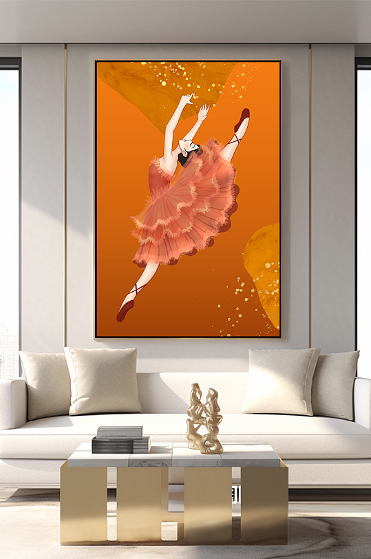 美女几何轻奢分层装饰画-众图网