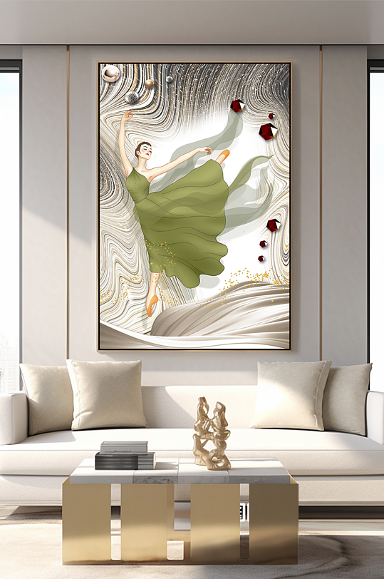 美女轻奢分层装饰画-众图网