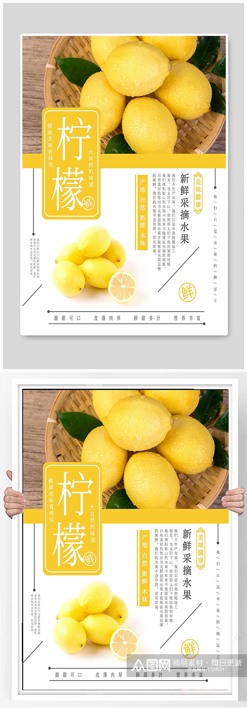 新鲜采摘水果柠檬素材
