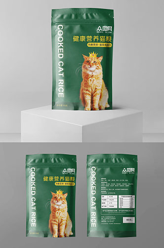 绿色简约猫粮包装