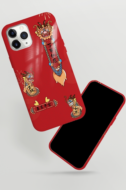 红色新年手机壳手机壁纸-众图网