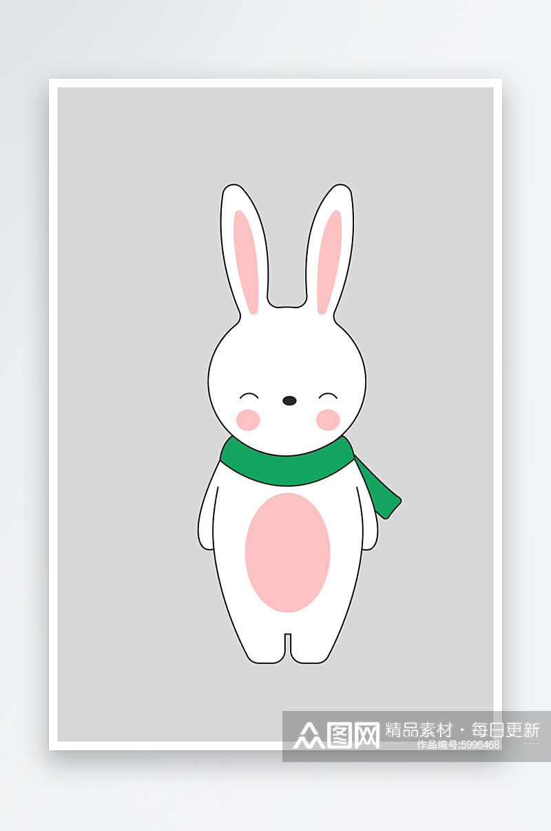 小兔子动物卡通插画素材