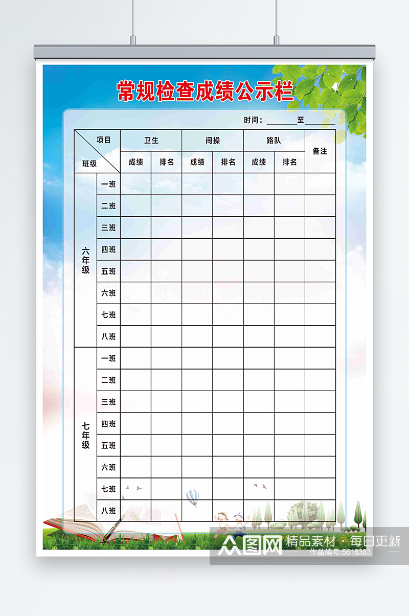 常规检查成绩公示栏素材