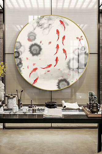 新中式山水创意意境鹿飞鸟艺术晶瓷装