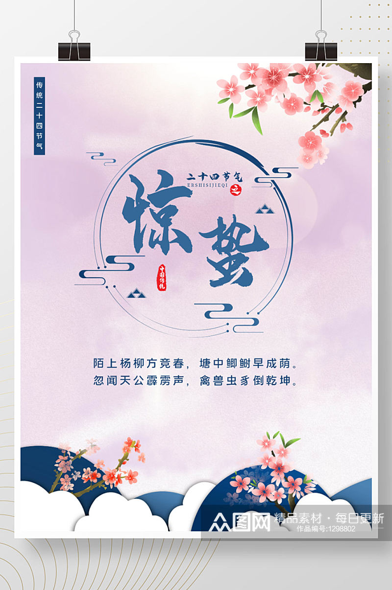 中国传统节日24节气惊蛰海报素材
