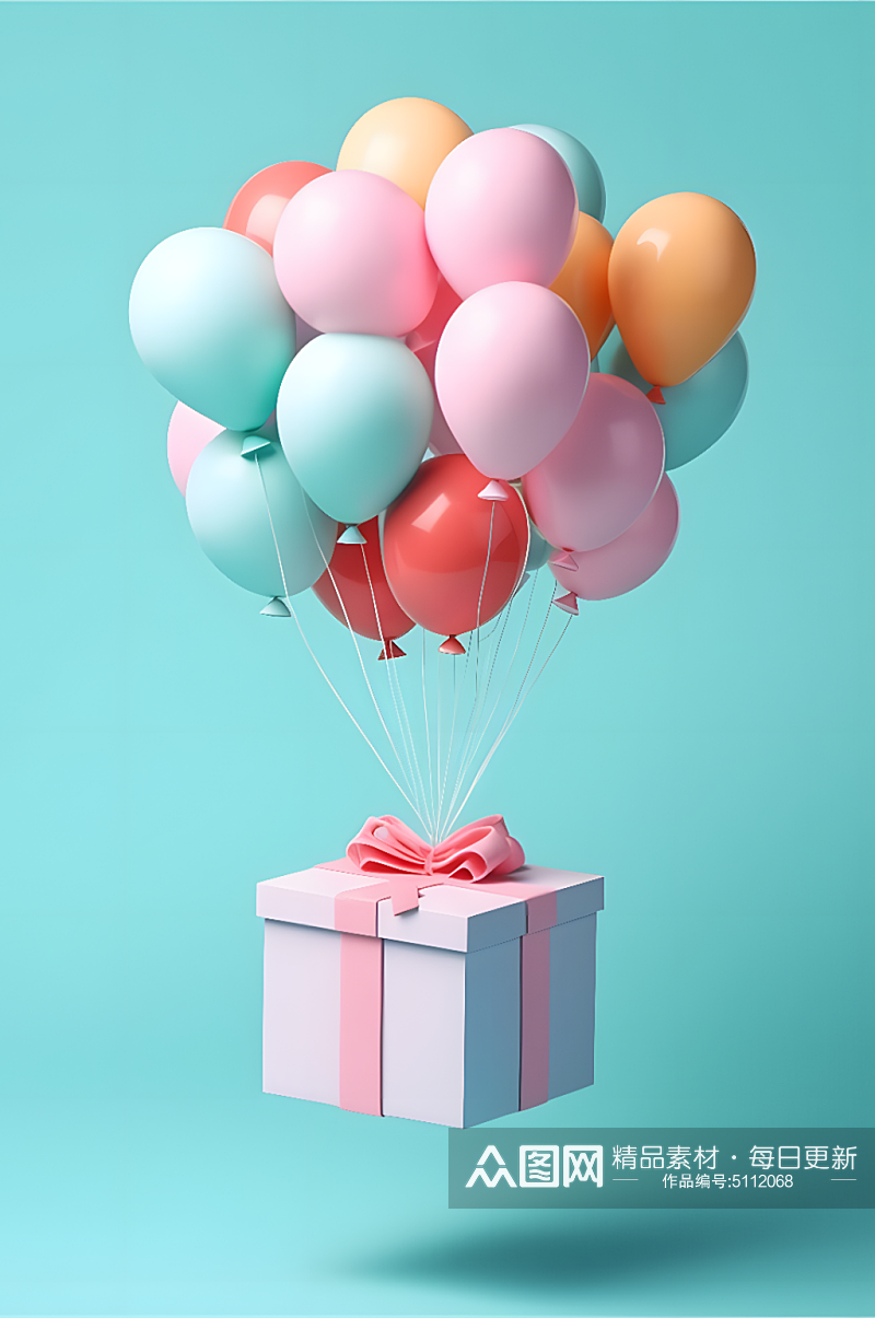 数字艺术气球盒子礼物摄影图素材