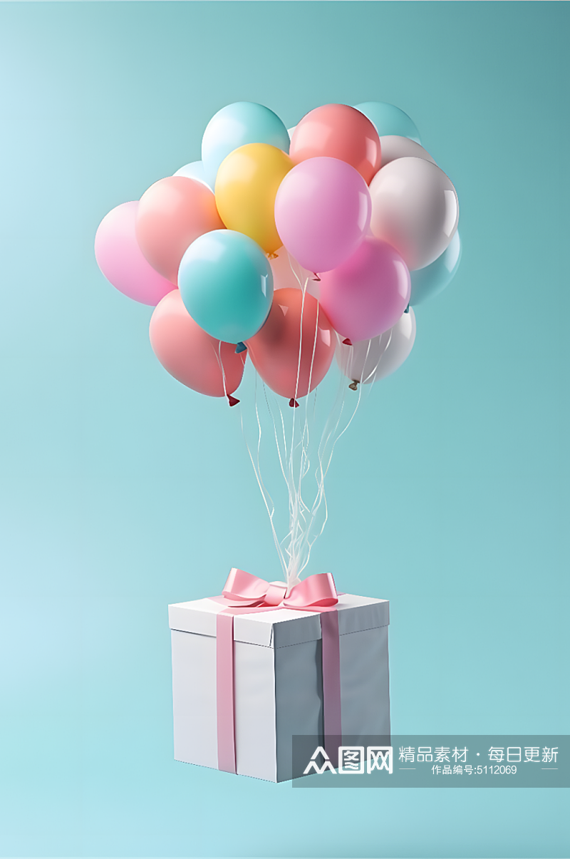 数字艺术气球盒子礼物摄影图素材