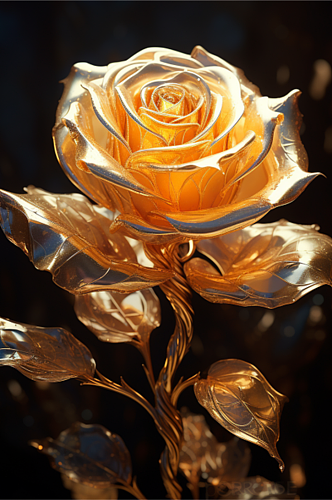 数字艺术金色玫瑰摄影图