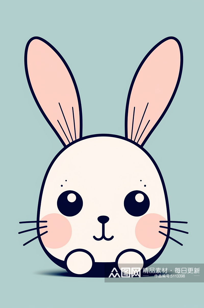 数字艺术极简兔兔插画素材