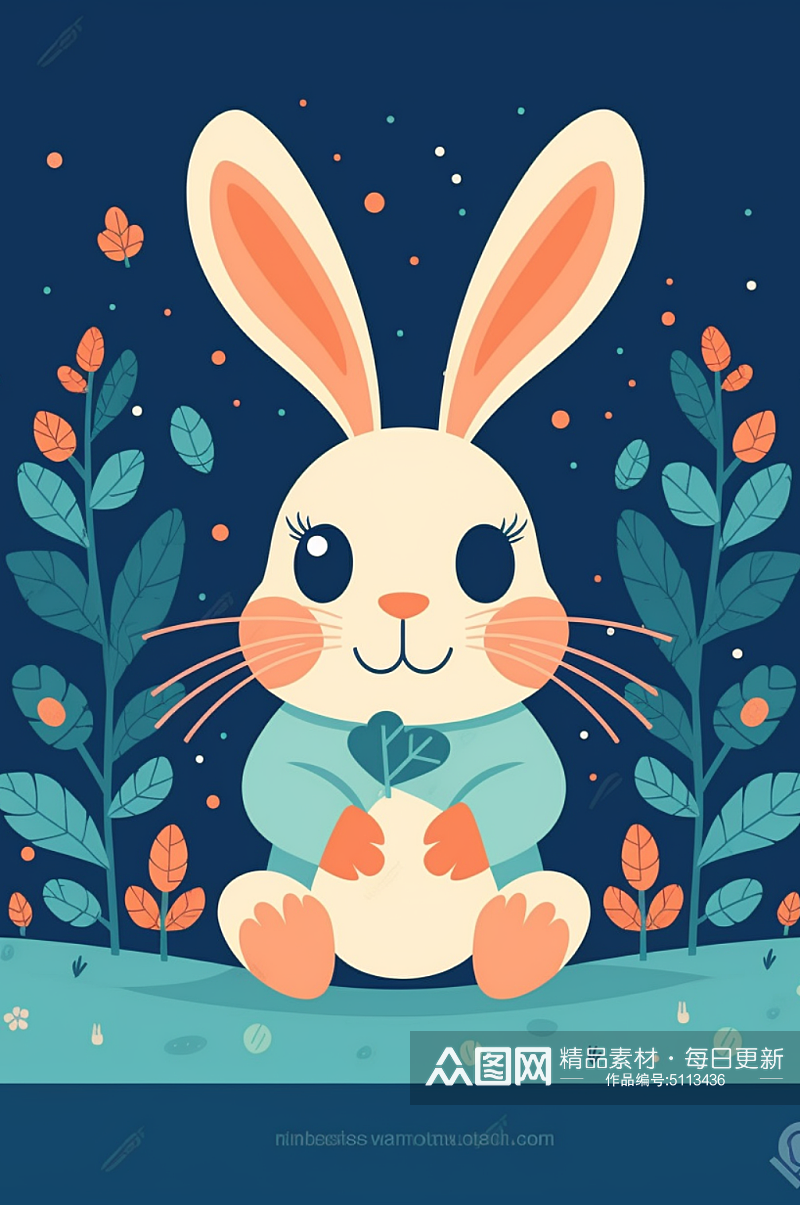 数字艺术极简兔兔插画素材