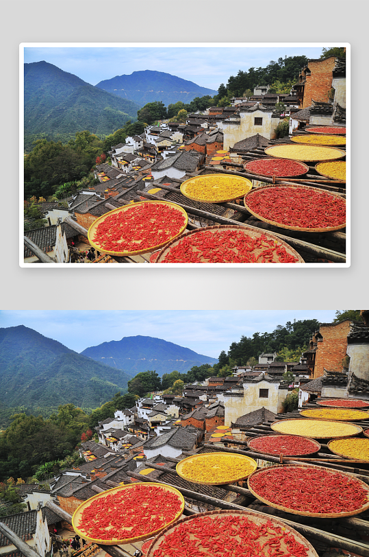 江西古镇婺源旅游风景摄影晒秋照片古镇-众图网