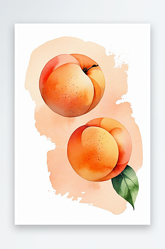 数字艺术水彩风格桃子水蜜桃