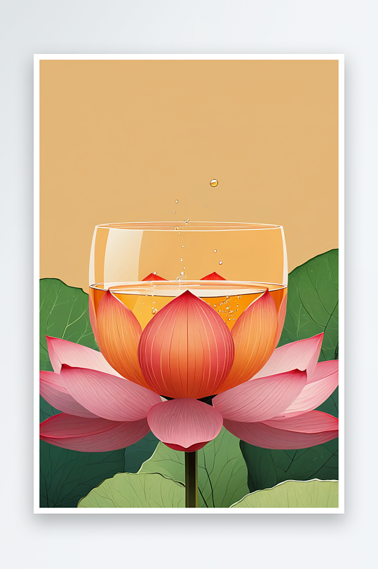 數(shù)字藝術(shù)夏日荷花與飲品海報(bào)