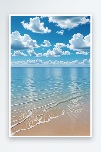 大海蓝天白云唯的海边自然风景