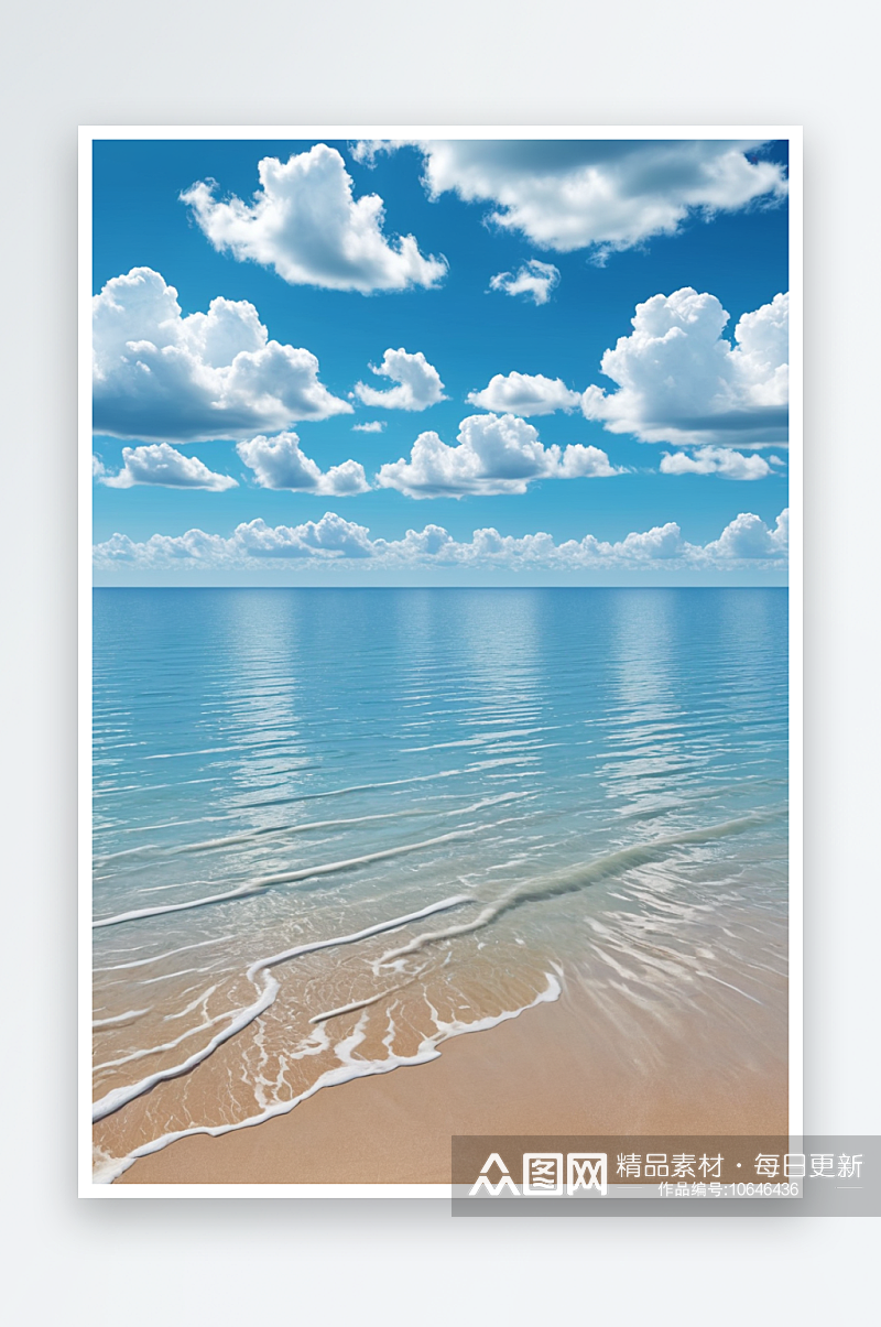 大海蓝天白云唯的海边自然风景素材