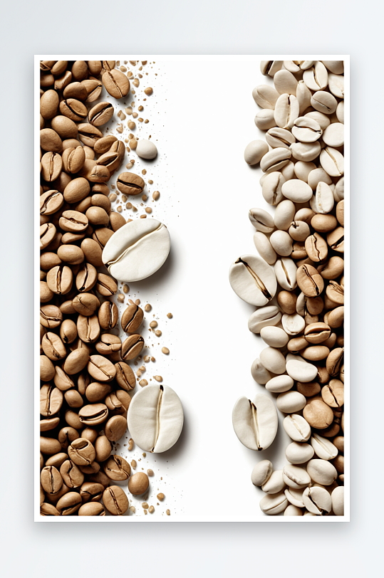 数字艺术数码白底咖啡豆抽象形海报背景