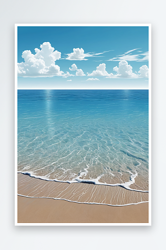 数字艺术大海蓝天白云唯的海边自然风景