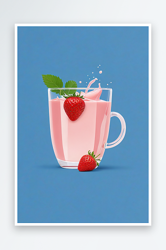 创意水果草莓味奶茶夏天冷饮