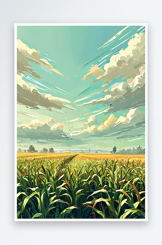 玉米地艺术插画图片