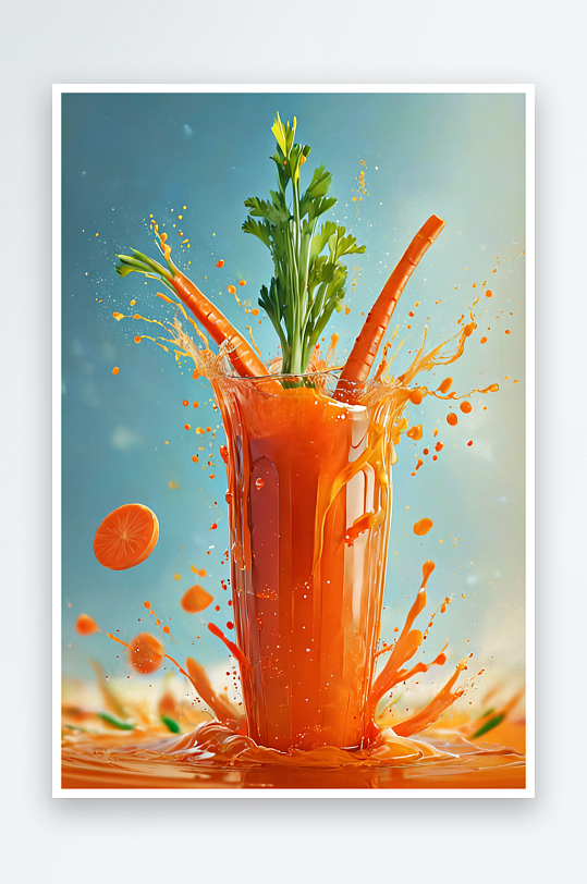 数字艺术水花胡萝卜汁蔬菜
