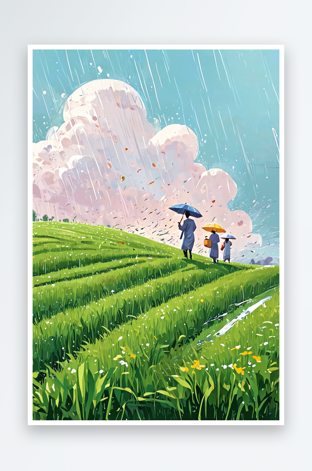 春季节气春天雨季谷雨采茶劳作素材