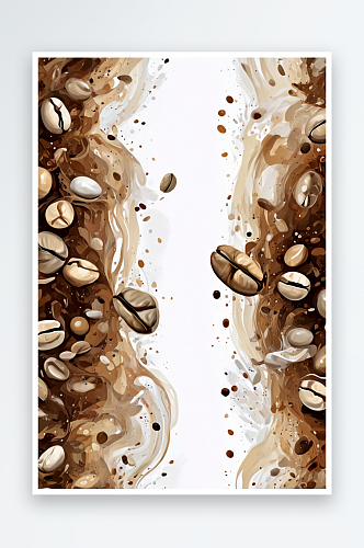 数码白底咖啡豆抽象形海报背景