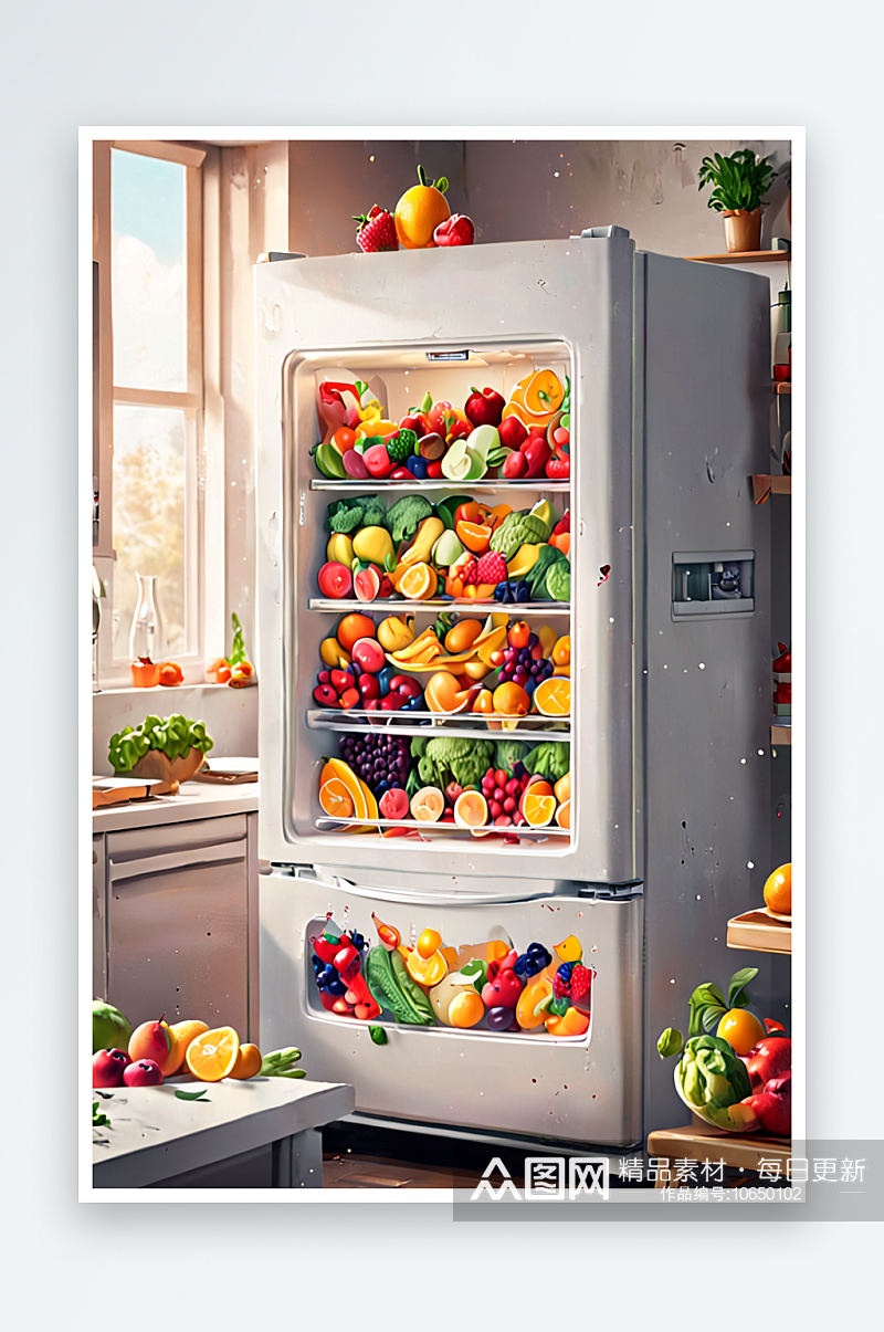 冰箱饮料水果蔬菜食物素材