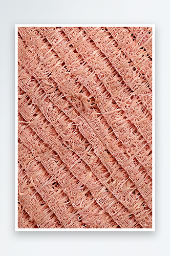 浅珊瑚背景从纺织材料与柳条图案特写结构为
