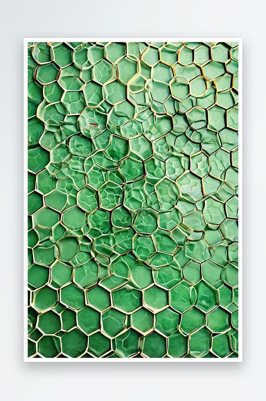 绿色背景下的蜂巢网格绿色抽象图案的全帧拍