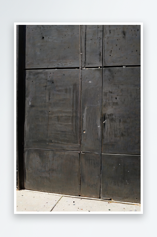混凝土墙涂成黑色有个金属通风口阴影中的门