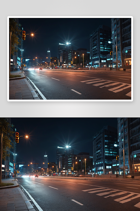 城公路街道车流光影夜景图片