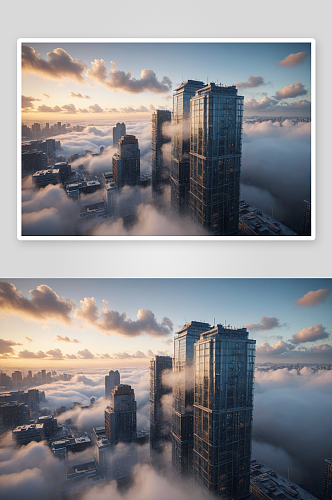 云雾中高层建筑图片