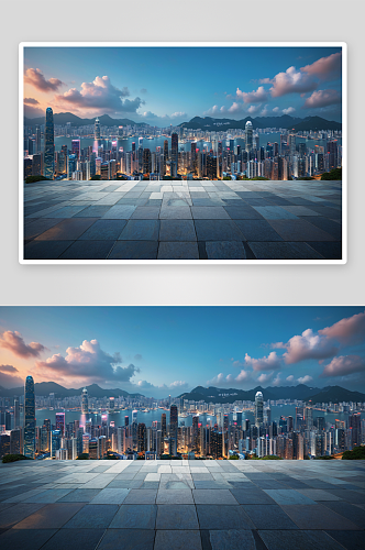 香港城市建筑地板背景图片