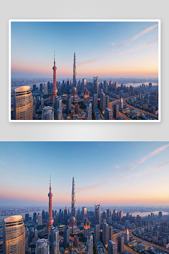 紫峰大厦城天际线黄昏风光图片