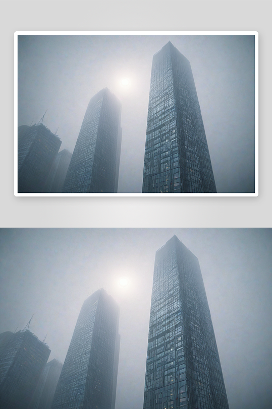 浓雾中摩天大楼图片