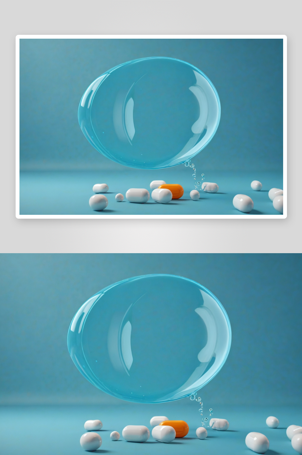 空蓝色模型瓶化妆品分配器瓶对蓝色背景左边素材