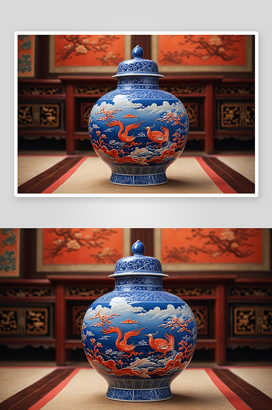 清代乾隆青花缠枝莲纹抱月瓶图