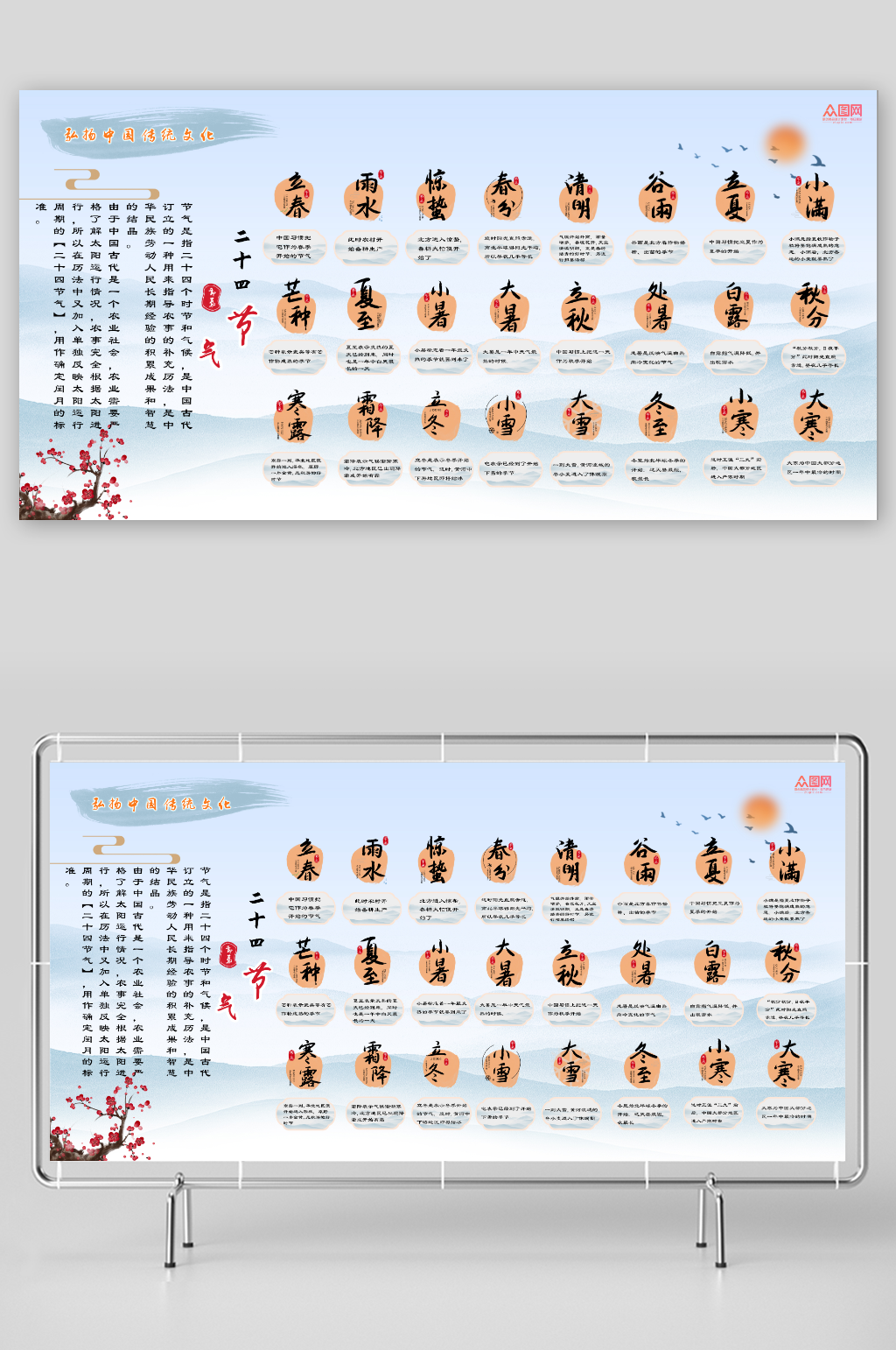 简约传统二十四节气介绍宣传展板素材
