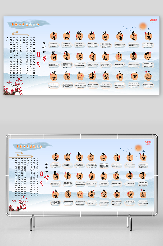 簡約傳統(tǒng)二十四節(jié)氣介紹宣傳展板