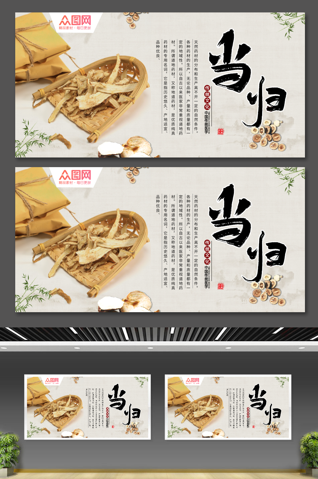 养生中药当归素材展板素材
